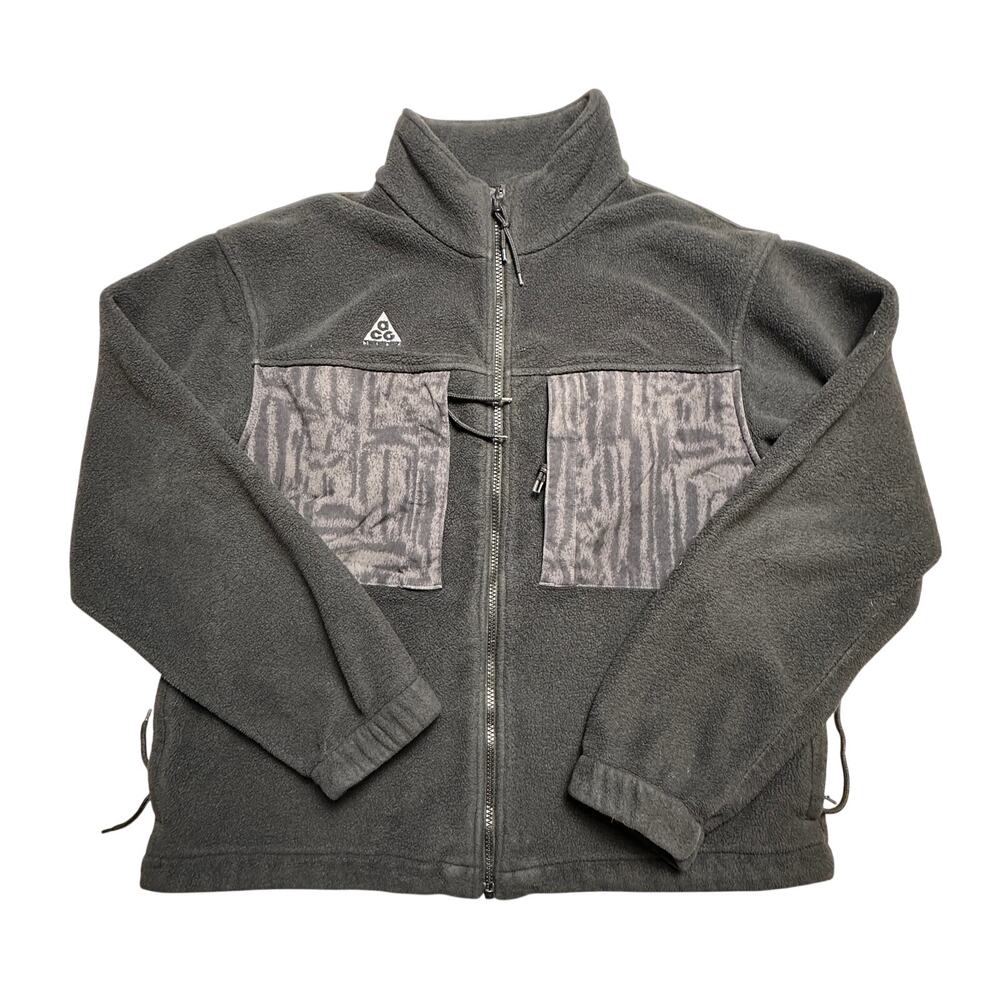Nike ACG Fleece Jacket Men’s Small Black Gray Full Zip Y2K Outdoor Gorpcore